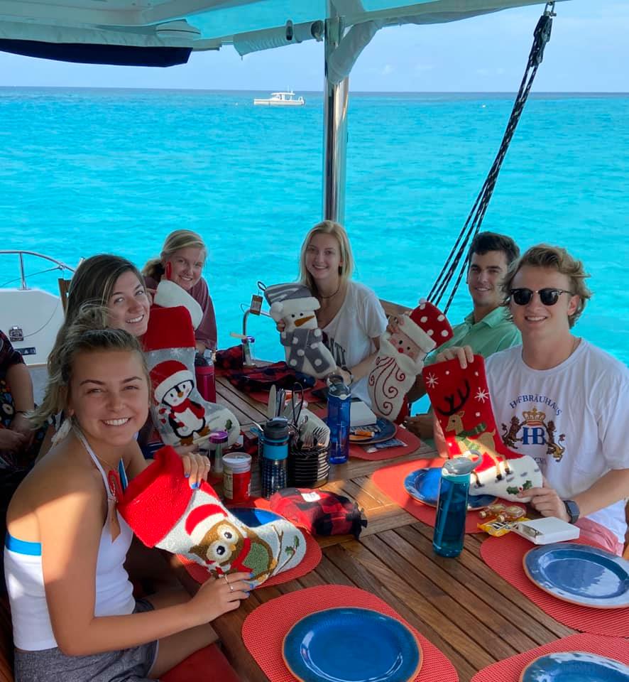 A family spending Christmas together while sailing in a crewed yacht vacation!