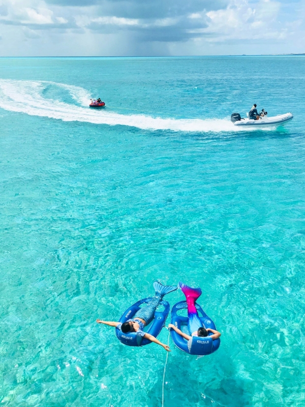 catamaran_mucho_gusto_watersports A crewed charter yacht has many more options for activities, like watersports, than not having a crew.