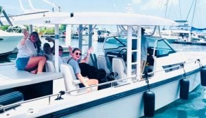 Water Taxi taking crewed yacht guests back to St Thomas.