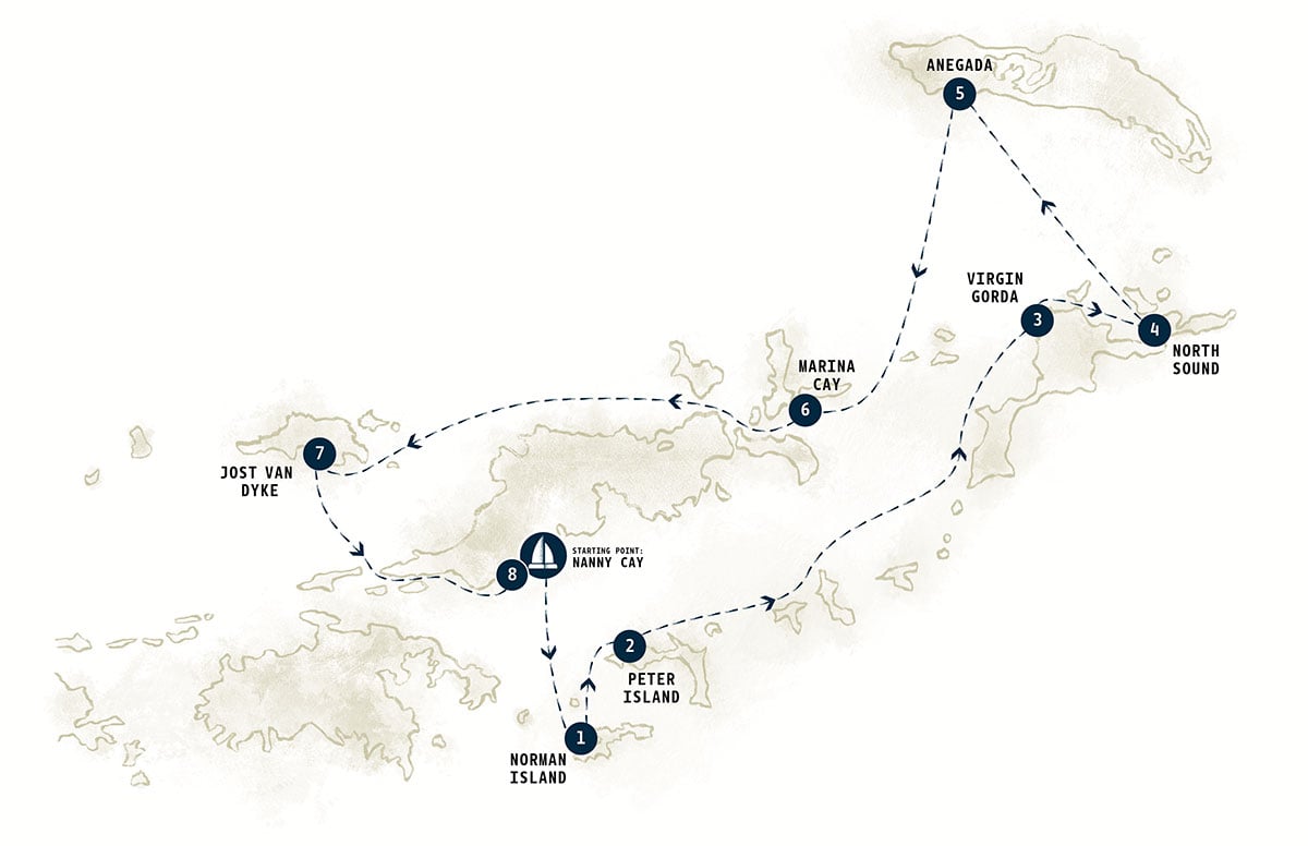 BVI Yacht Itinerary Map