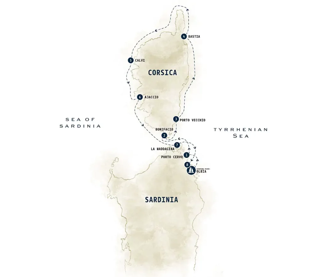 Sardinia Corsica Motor Yacht Itinerary