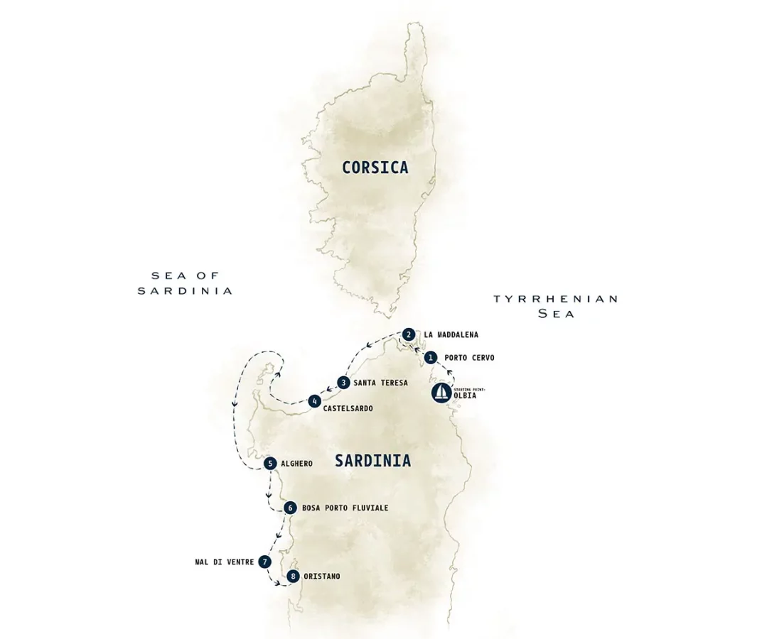 Western Sardinia Motor Yacht Itinerary