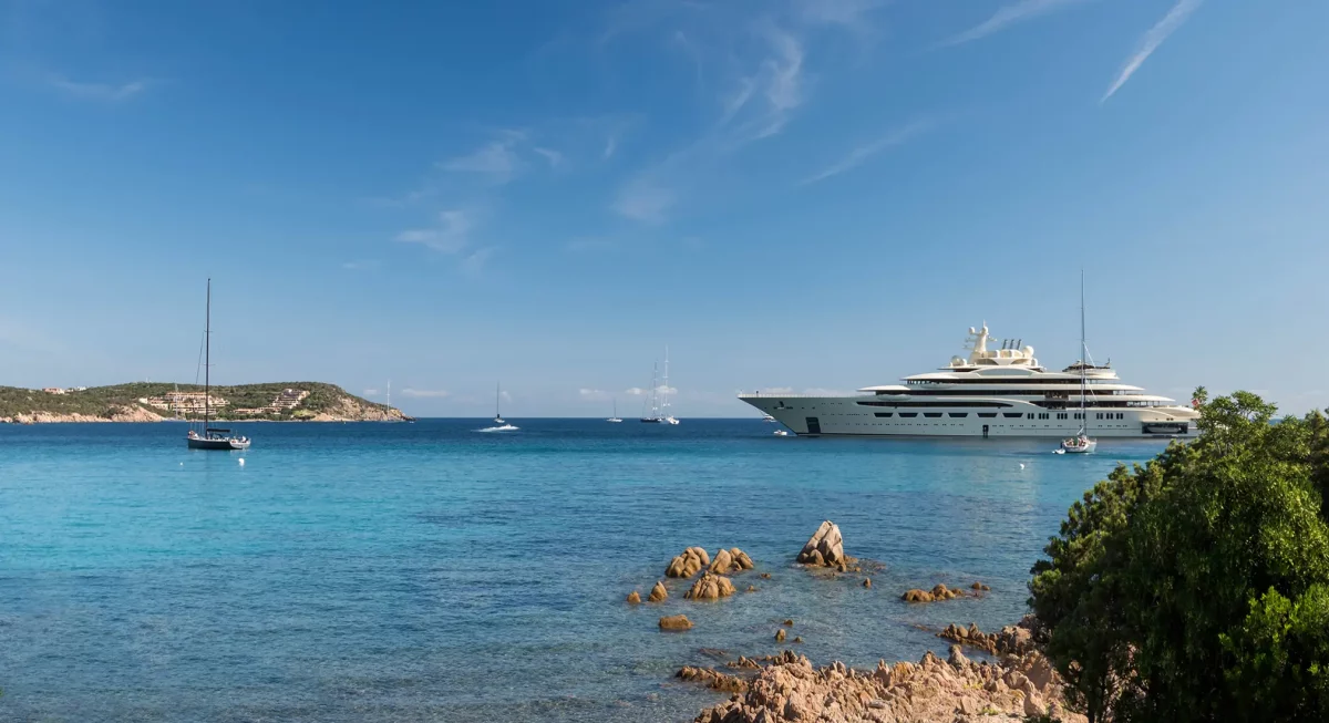 Porto Cervo marina with luxury yachts Costa Smeralda Sardinia