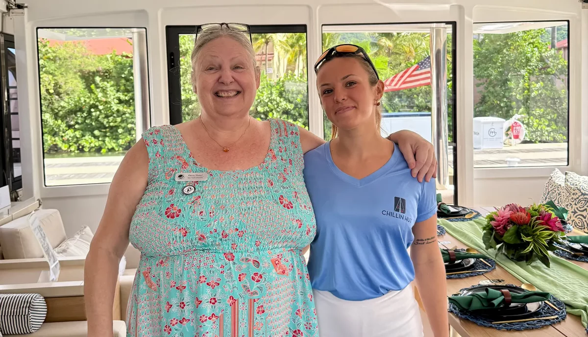 Kerry from Epic Yacht Charters meeting with charter yacht crew member