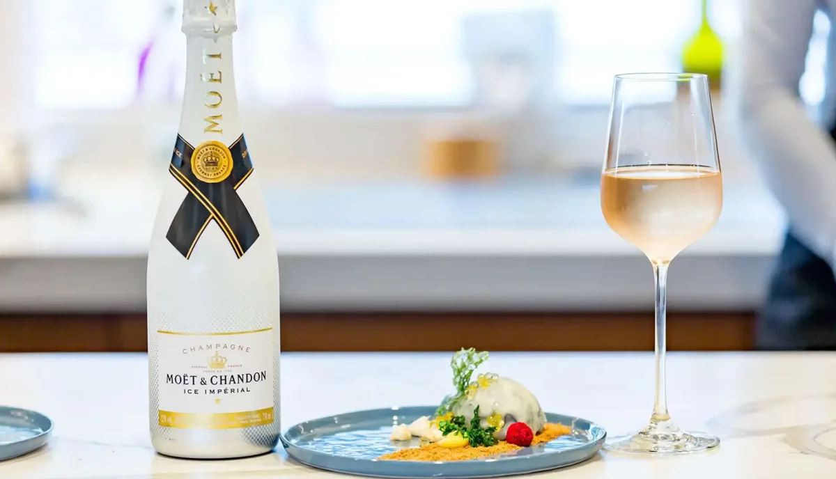 Premium champagne and gourmet cuisine aboard luxury yacht charter