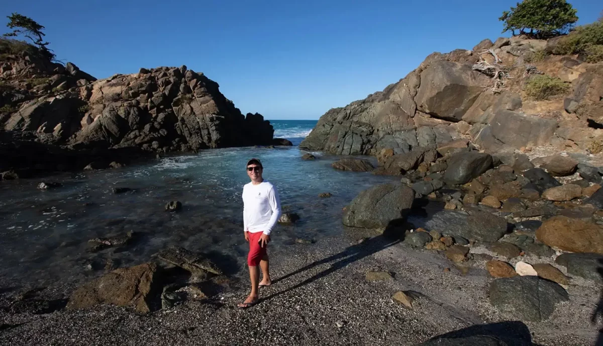 The Bubbly Pool natural rock formation at Little Jost Van Dyke in the British Virgin Islands