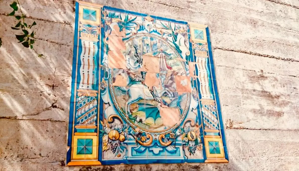 Historic decorative tiles from the Percy Chubb house at Little Harbour on Peter Island, British Virgin Islands