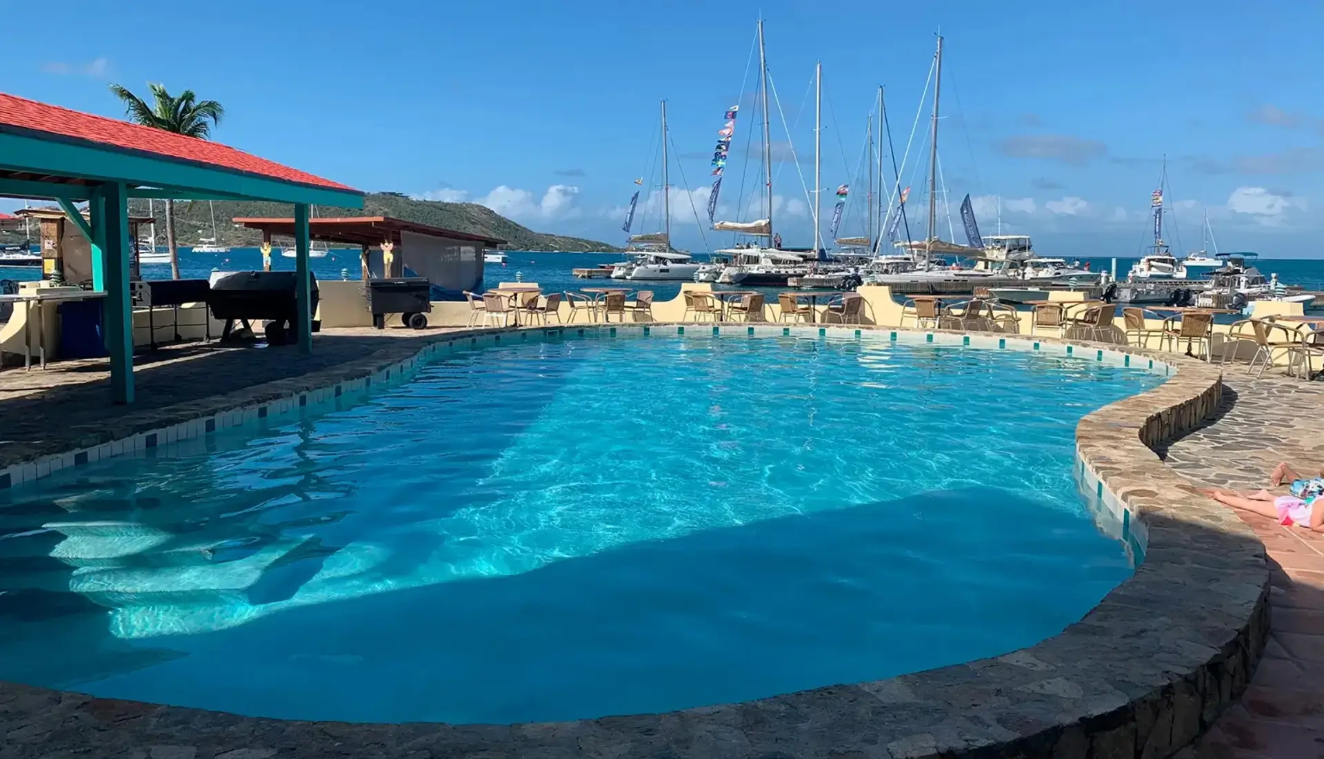 Pool overlooking the marina at Leverick Bay, BVI