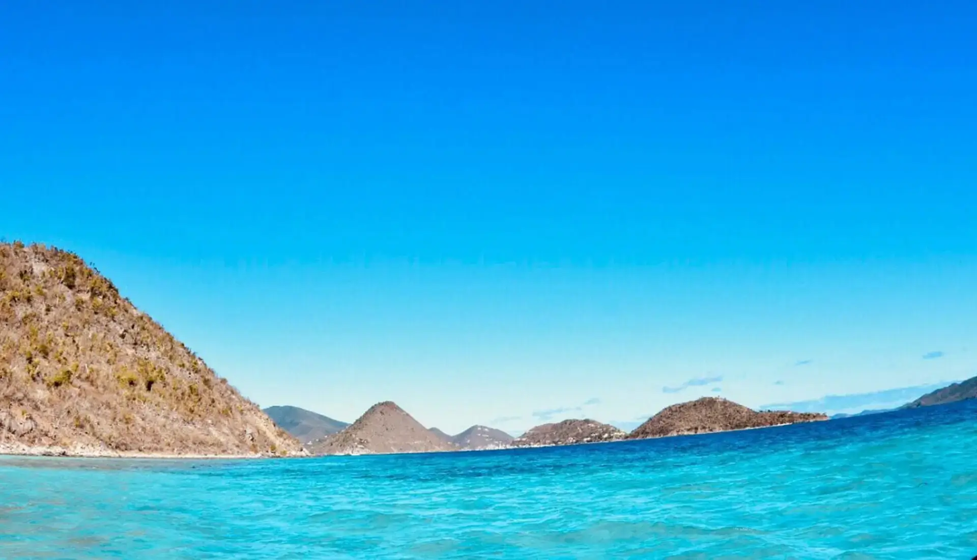 Turquoise water and reef surrounding Little Thatch Island in the British Virgin Islands