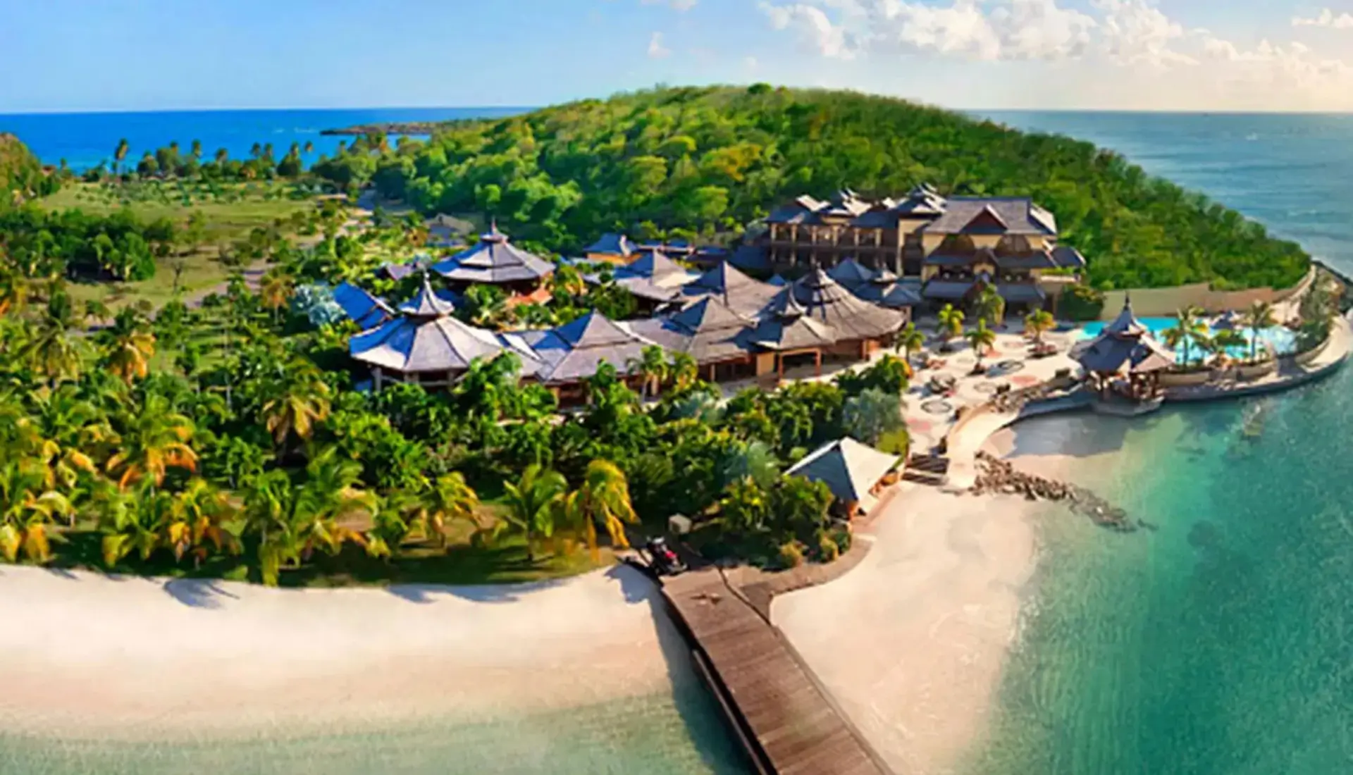 Aerial view of Necker Island BVI private resort, BVI