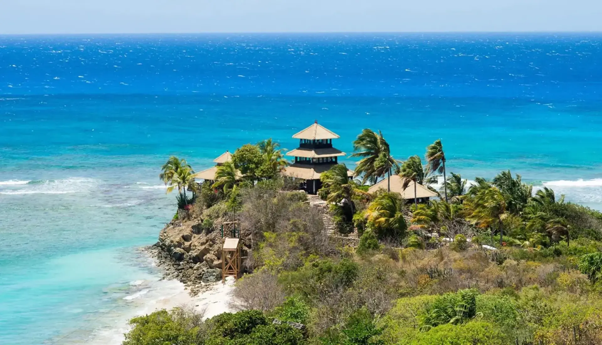 Necker Island BVI private resort pavilion on the water
