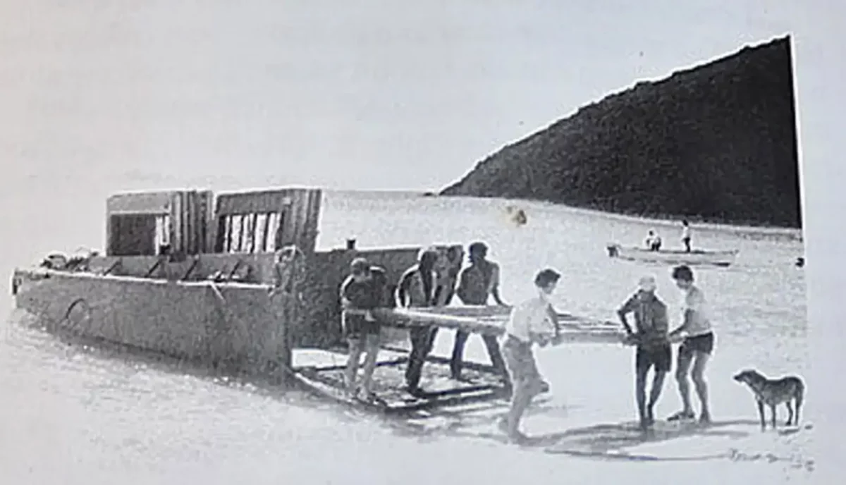 Historic photo of the Sandcastle Resort being built on White Bay, Jost Van Dyke in the British Virgin Islands