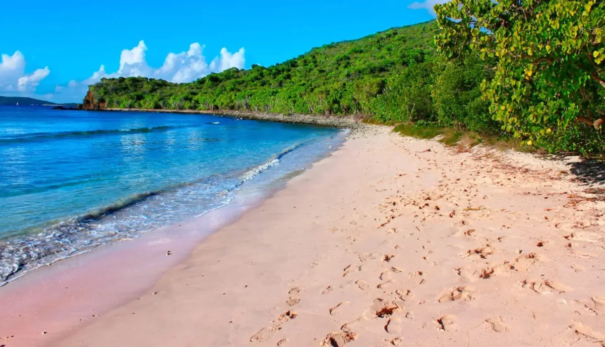 Smugglers Cove beach at the west end of Tortola, BVI, with calm turquoise water